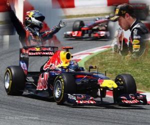 yapboz Sebastian Vettel İspanya (2011) ve Grand Prix zaferini kutluyor